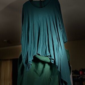 Hi Lo Flowy Teal Green Tunic Top